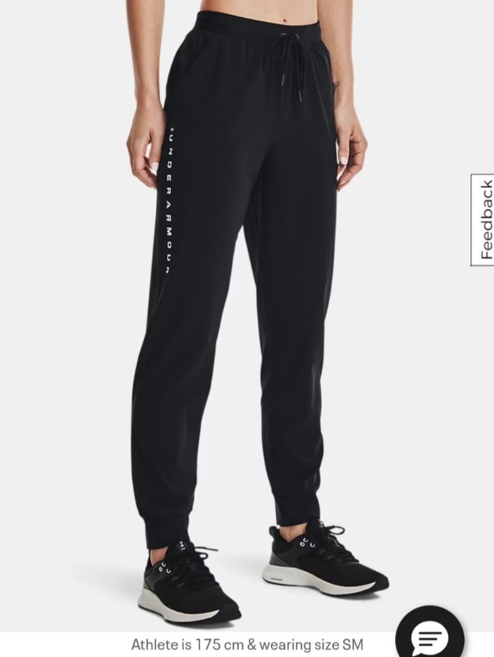 UA Armour Black Sport Woven Wordmark Pants Track Joggers
